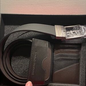 Black Leather Belt and Wallet Set NWT Reversable